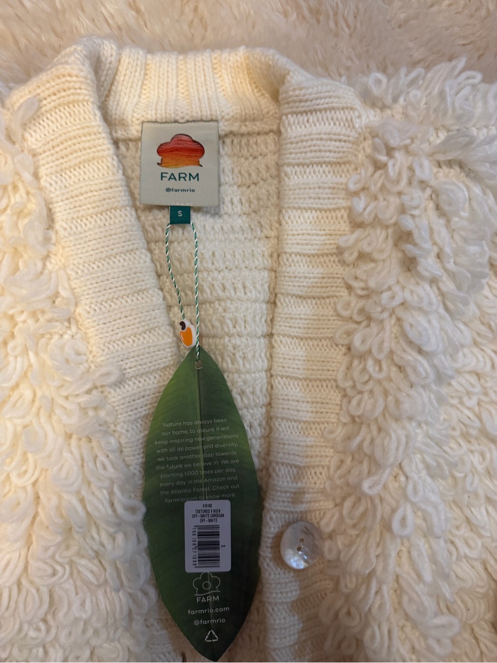 FARM Rio Cream Loop-Knit women Cardigan with Buttons - Picture 4 of 7